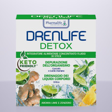 Дієтична добавка Drenlife Detox з ароматом лайма та імбиру, 30 стіків по 10 мл